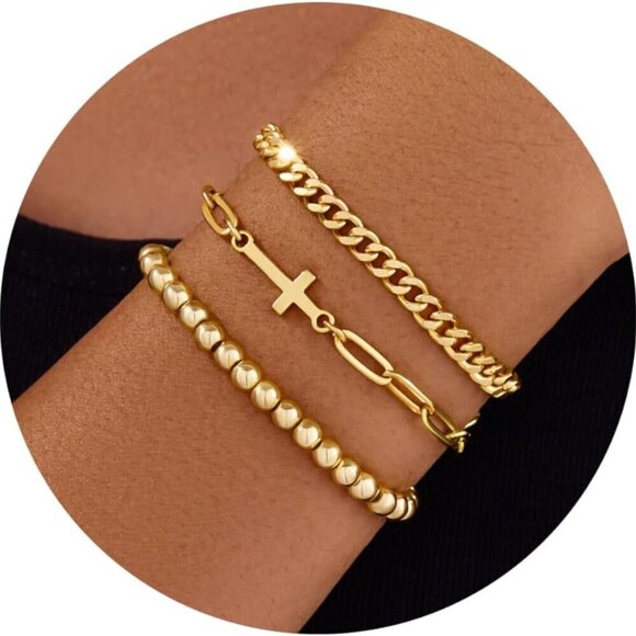 Jewelry - Gold Cross Bracelets Set for Women Dainty Religious Jewelry Christian Gifts